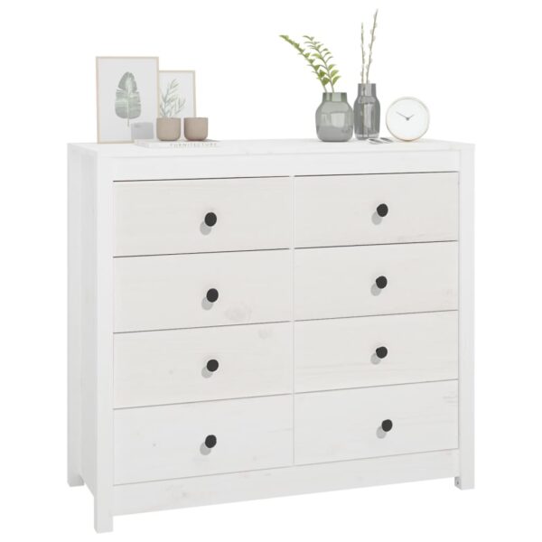 Armário de apoio 100x40x90 cm pinho maciço branco - Image 8