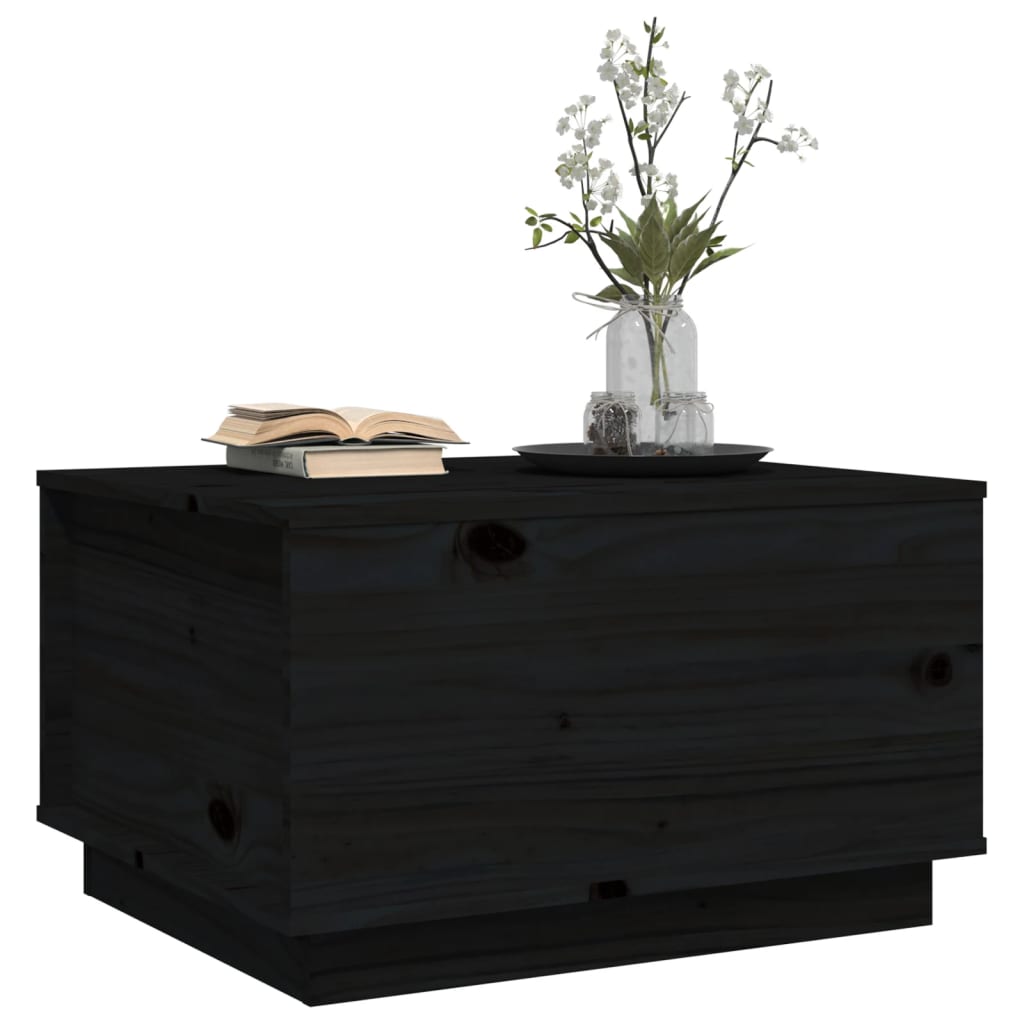 Mesa de centro 60x50x35 cm madeira de pinho maciça preto - Image 3