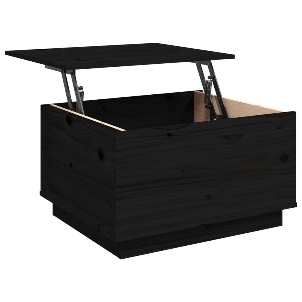 Mesa de centro 60x50x35 cm madeira de pinho maciça preto - Image 7