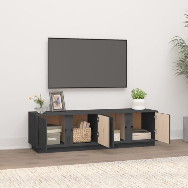 Móvel de TV 140x40x40 cm madeira de pinho maciça cinzento - Image 2