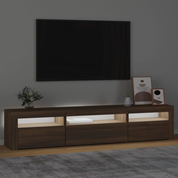 Móvel de TV com luzes LED 195x35x40 cm Carvalho Marrom - Image 2