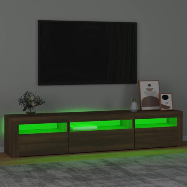 Móvel de TV com luzes LED 195x35x40 cm Carvalho Marrom - Image 3