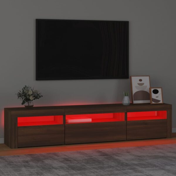 Móvel de TV com luzes LED 195x35x40 cm Carvalho Marrom - Image 4