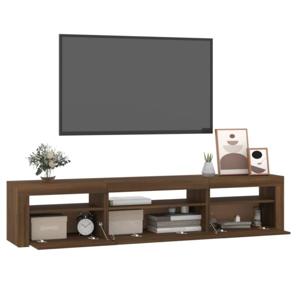 Móvel de TV com luzes LED 195x35x40 cm Carvalho Marrom - Image 5