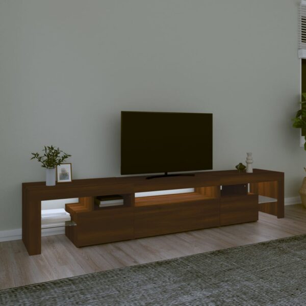 Móvel de TV com luzes LED 215x36,5x40 cm cor carvalho castanho - Image 2