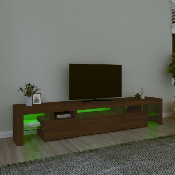 Móvel de TV com luzes LED 215x36,5x40 cm cor carvalho castanho - Image 3