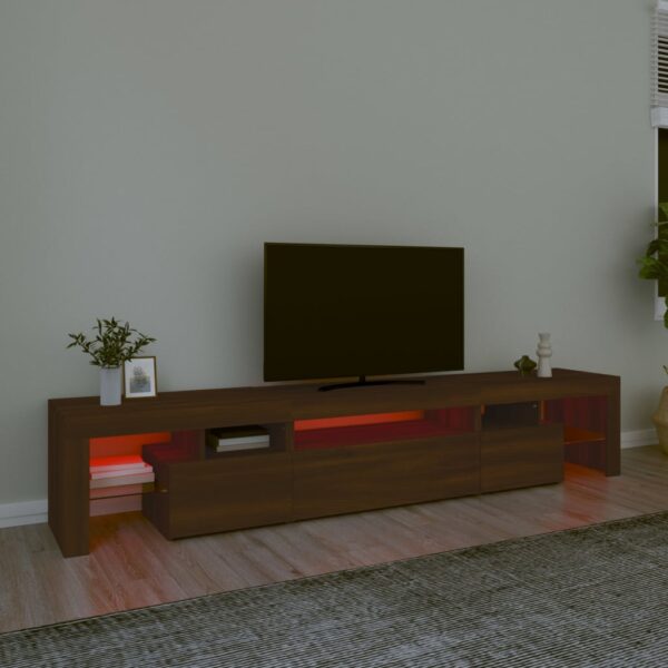 Móvel de TV com luzes LED 215x36,5x40 cm cor carvalho castanho - Image 4