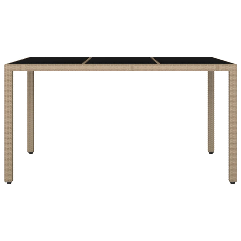 Mesa de jardim c/ tampo de vidro vime PE/vidro temperado bege - Image 2