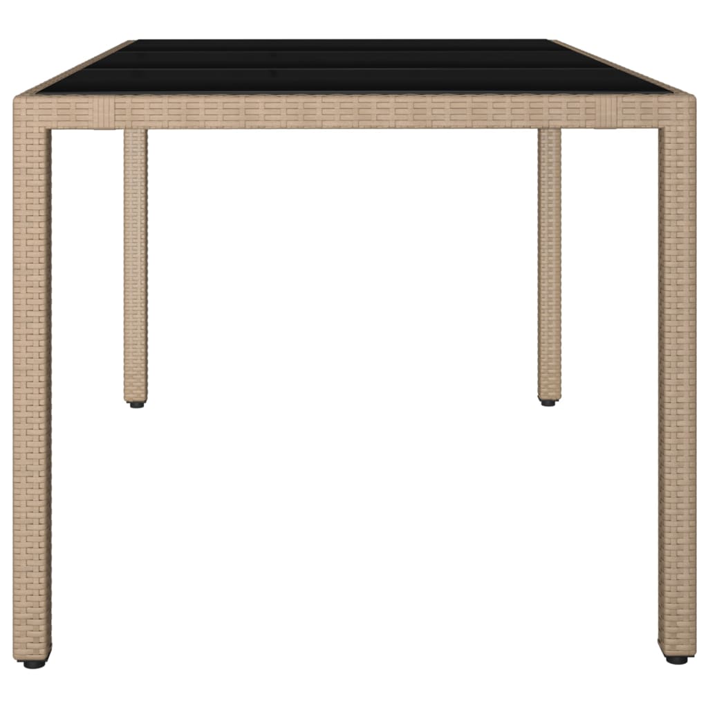 Mesa de jardim c/ tampo de vidro vime PE/vidro temperado bege - Image 3