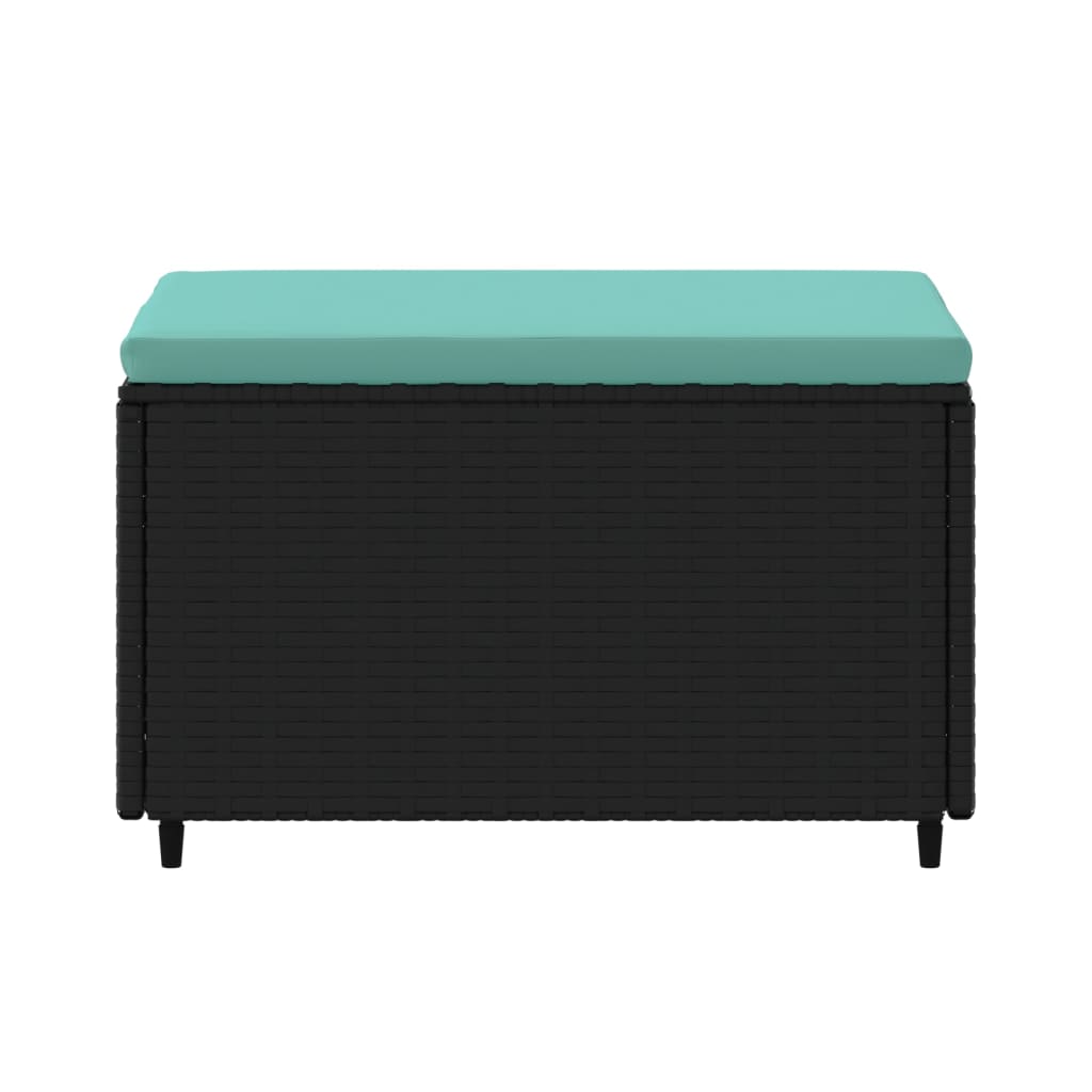 Apoios de pés para jardim com almofadões 2 pcs vime PE preto - Image 5