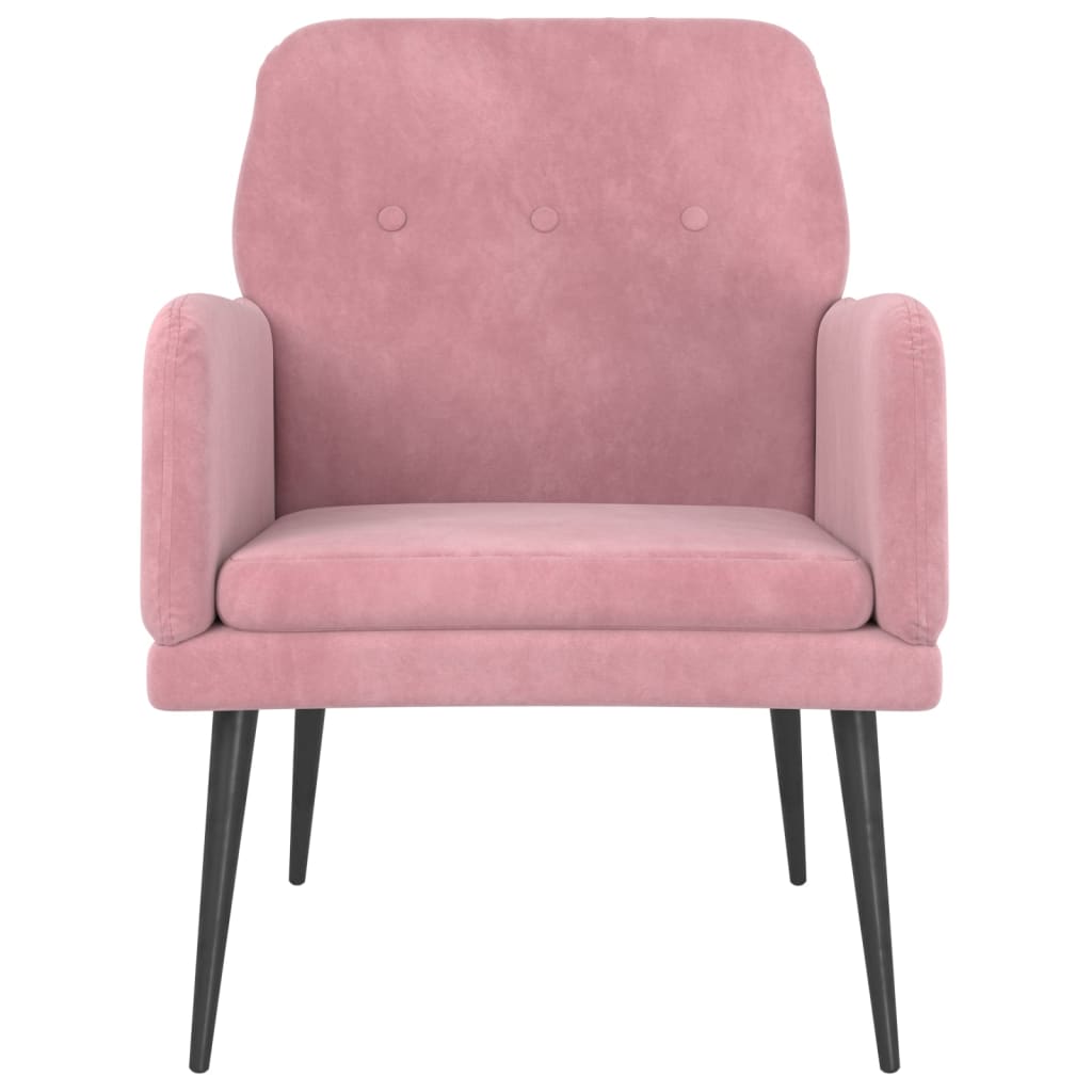 Cadeira c/ apoio de braços 62x79x79 cm veludo rosa - Image 2