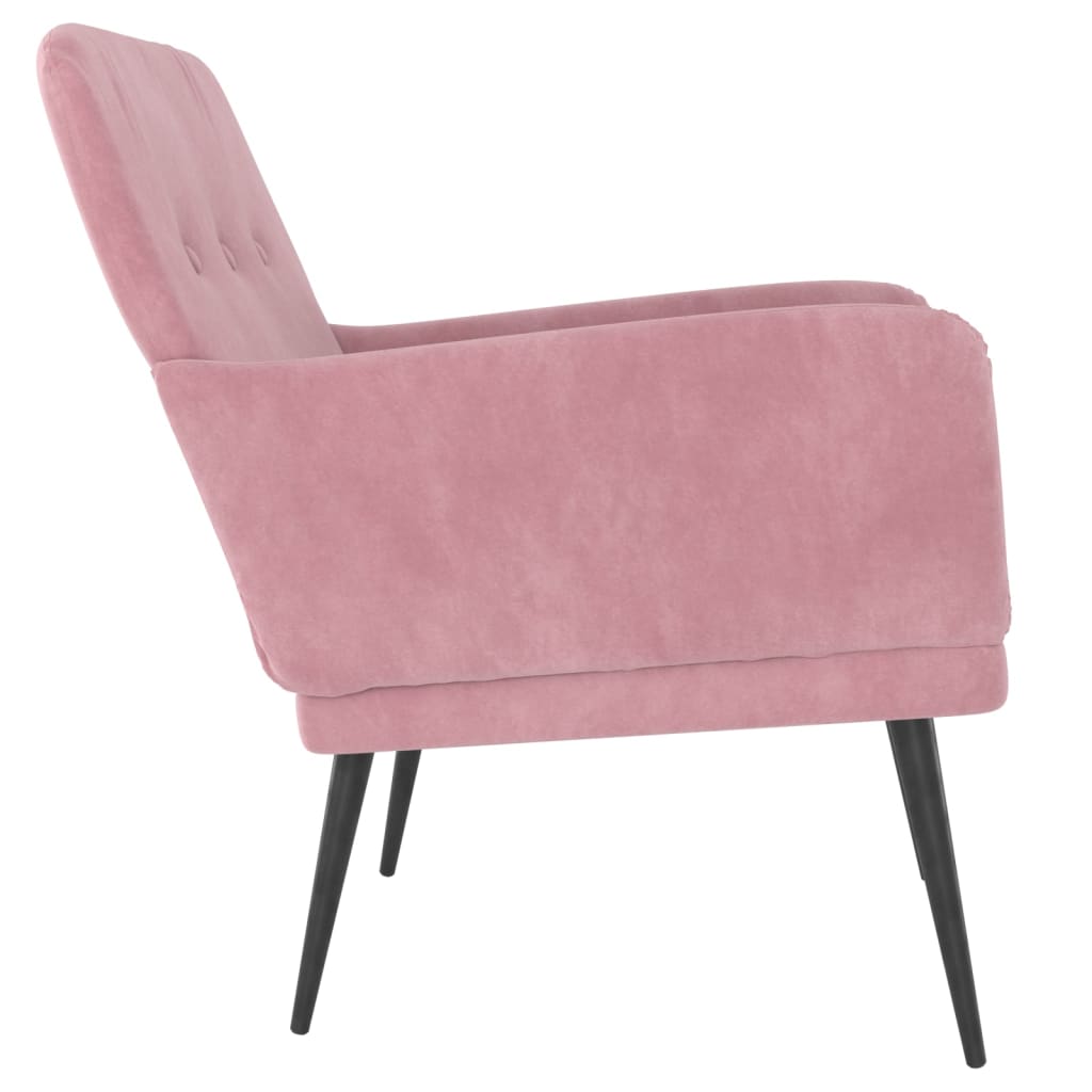 Cadeira c/ apoio de braços 62x79x79 cm veludo rosa - Image 3
