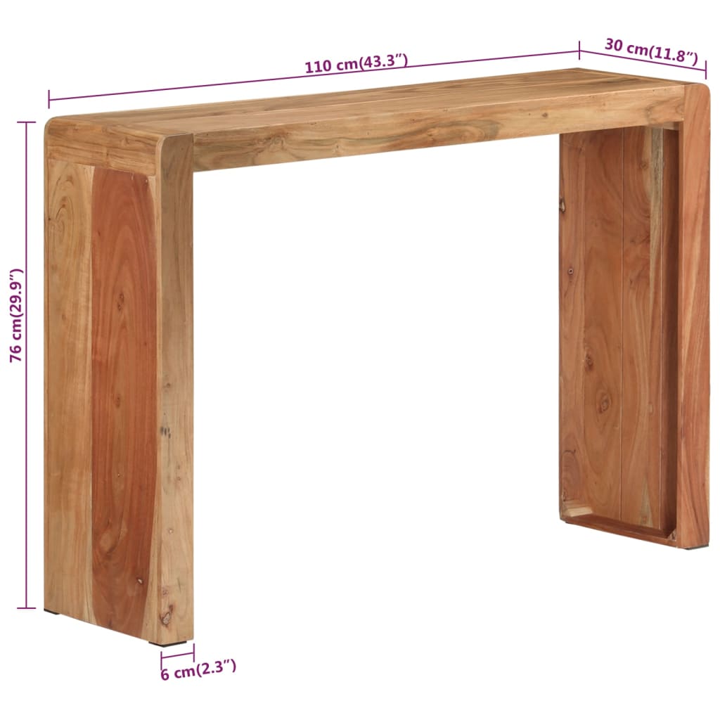 Mesa consola 110x30x76 cm madeira de acácia maciça - Image 7