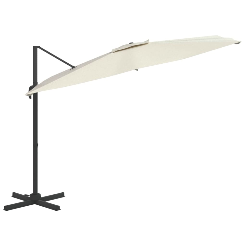Guarda-sol cantilever c/ LEDs 400x300 cm branco areia - Image 4