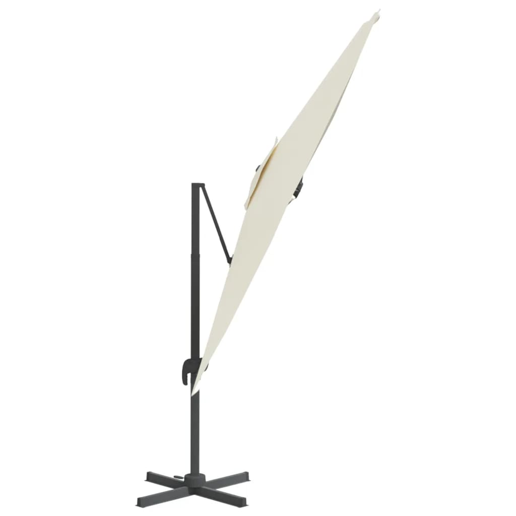 Guarda-sol cantilever c/ LEDs 400x300 cm branco areia - Image 5