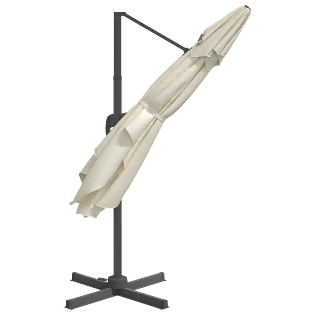 Guarda-sol cantilever c/ LEDs 400x300 cm branco areia - Image 6