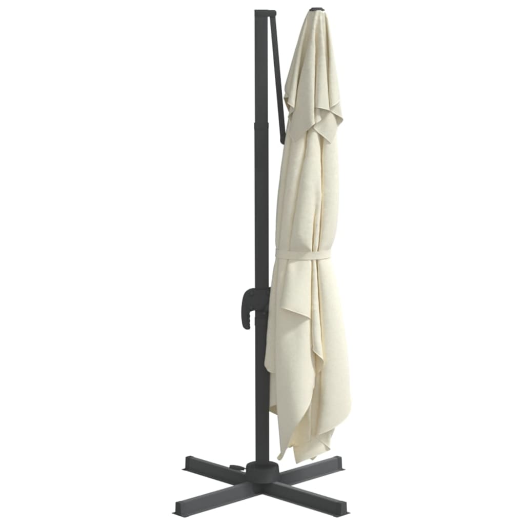 Guarda-sol cantilever c/ LEDs 400x300 cm branco areia - Image 7