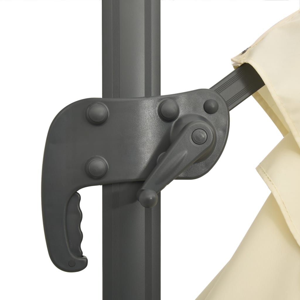 Guarda-sol cantilever c/ LEDs 400x300 cm branco areia - Image 10