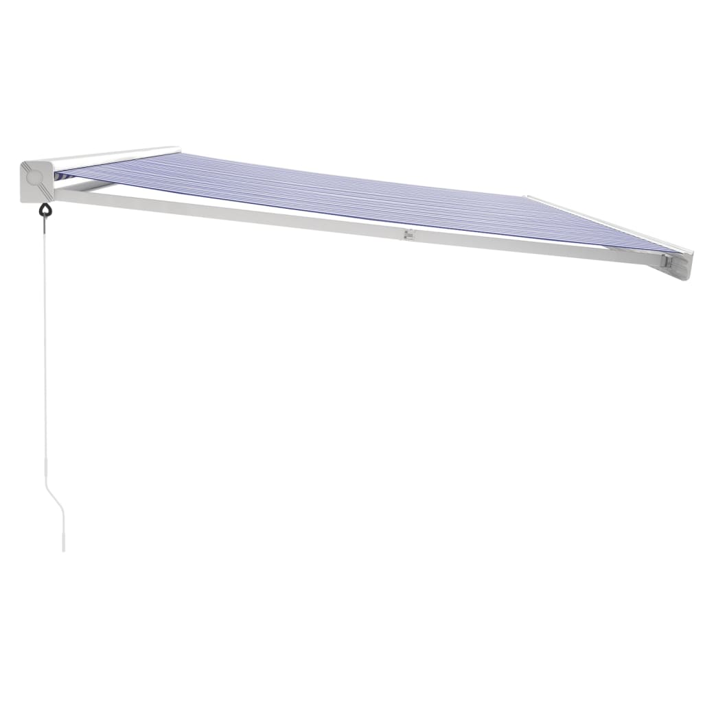 Toldo retrátil 5x3 m tecido e alumínio azul e branco - Image 3