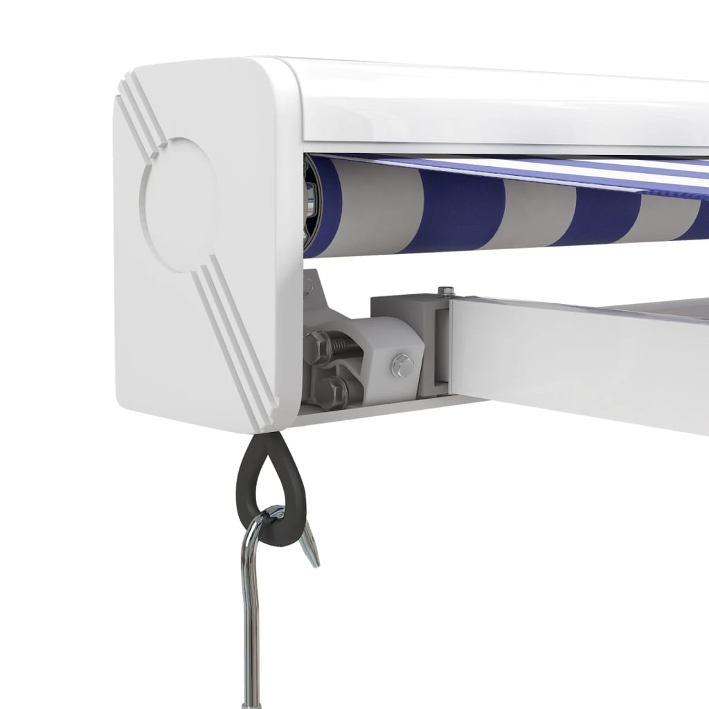 Toldo retrátil 5x3 m tecido e alumínio azul e branco - Image 6
