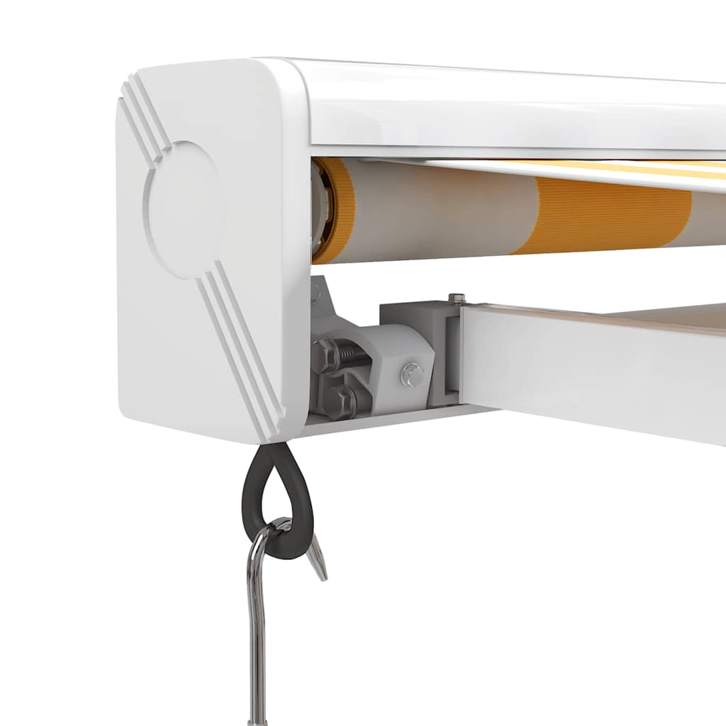 Toldo retrátil 4x3 m tecido e alumínio amarelo e branco - Image 6