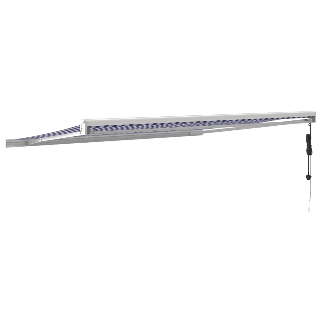 Toldo retrátil 4x3 m tecido e alumínio azul e branco - Image 4