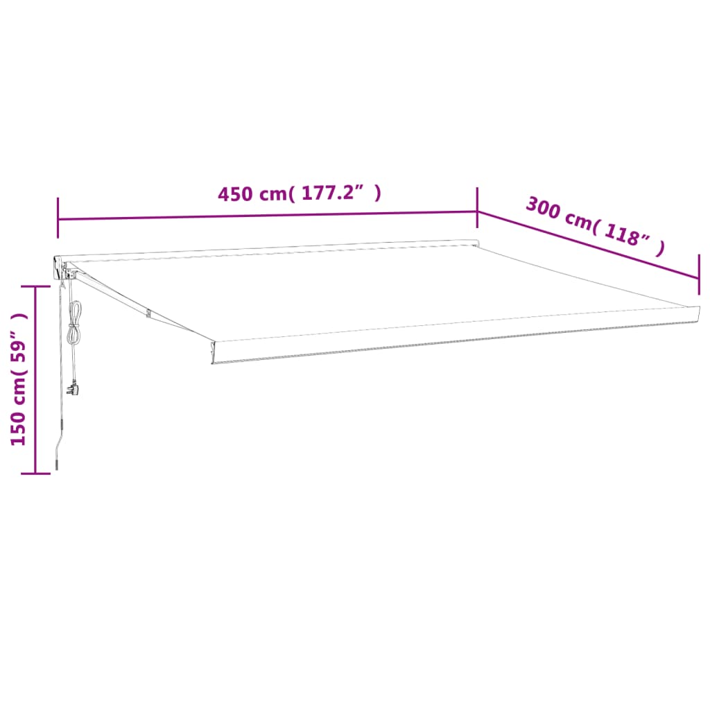 Toldo retrátil 4,5x3 m tecido e alumínio azul e branco - Image 11