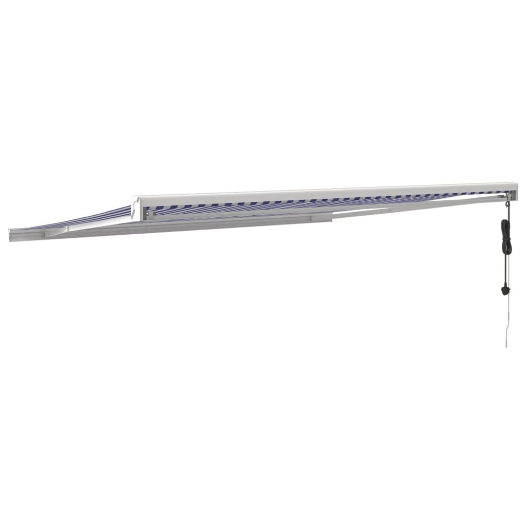 Toldo retrátil 4,5x3 m tecido e alumínio azul e branco - Image 4