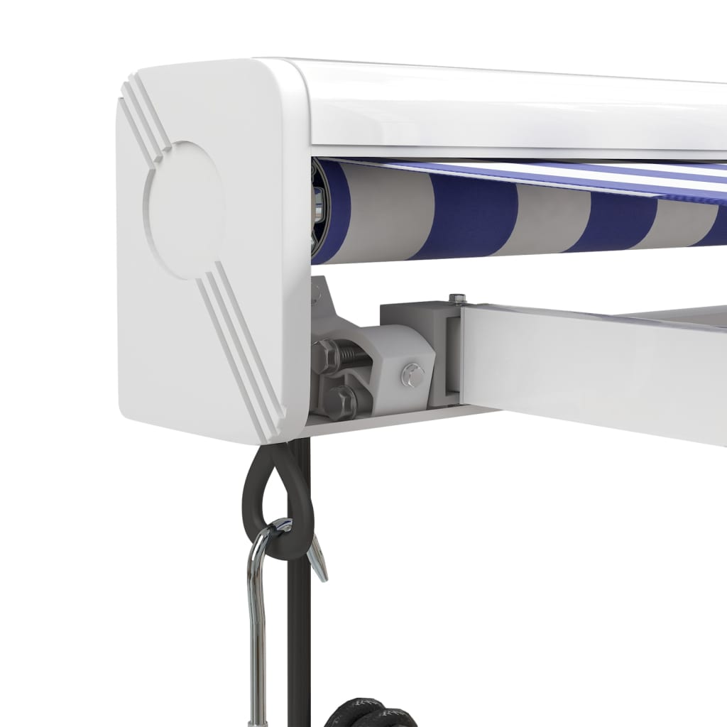 Toldo retrátil 4,5x3 m tecido e alumínio azul e branco - Image 6
