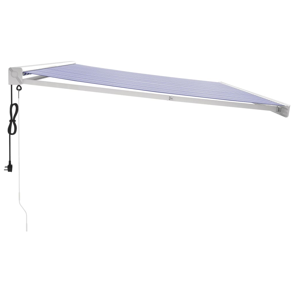 Toldo retrátil 5x3 m tecido e alumínio azul e branco - Image 3