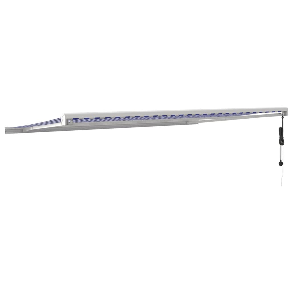 Toldo retrátil 5x3 m tecido e alumínio azul e branco - Image 4