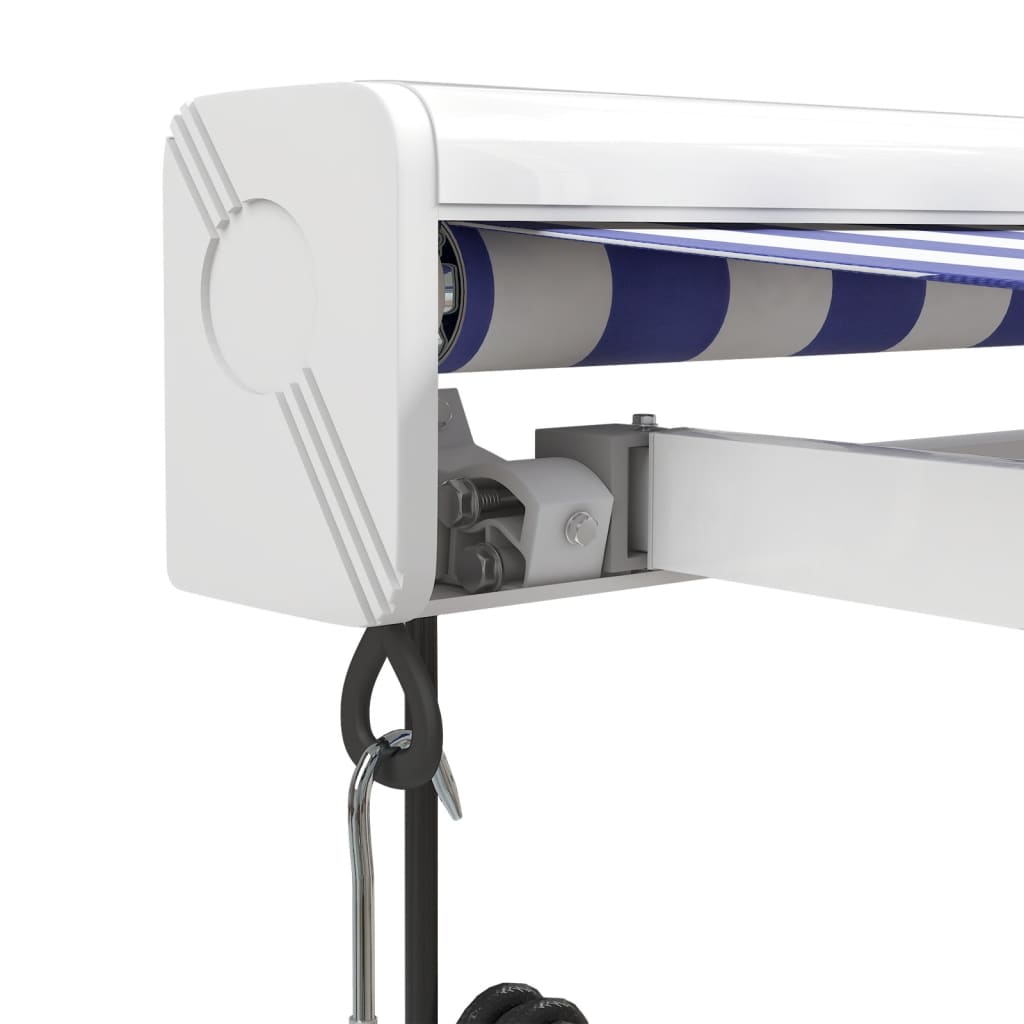 Toldo retrátil 5x3 m tecido e alumínio azul e branco - Image 6