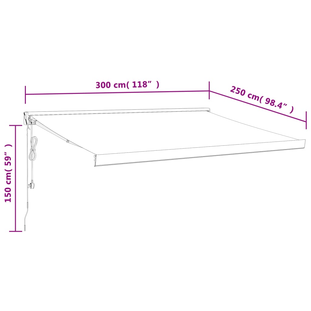 Toldo retrátil 3x2,5 m tecido e alumínio cor creme - Image 11