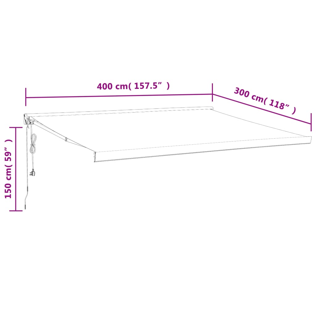 Toldo retrátil 4x3 m tecido e alumínio cor creme - Image 11