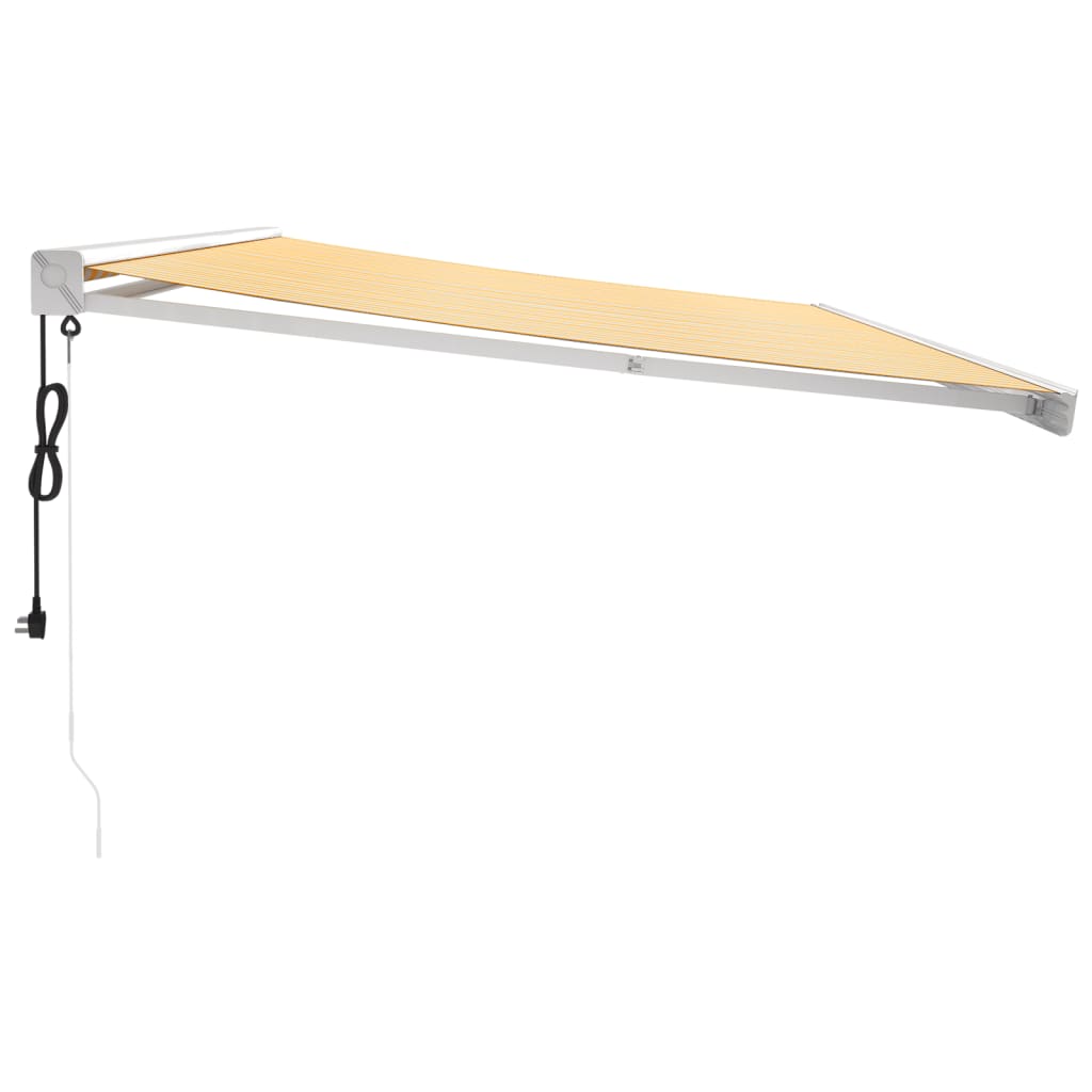 Toldo retrátil 5x3 m tecido e alumínio amarelo e branco - Image 3