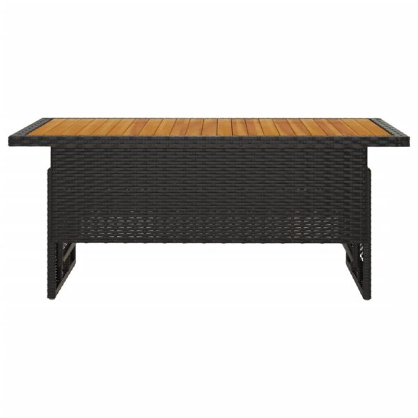 Mesa de jardim 100x50x43/63 cm acácia maciça/vime PE preto - Image 2