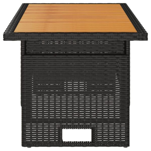 Mesa de jardim 100x50x43/63 cm acácia maciça/vime PE preto - Image 3