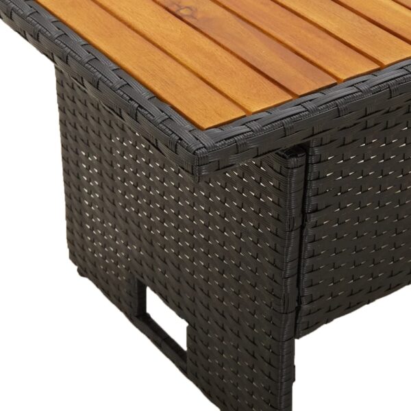 Mesa de jardim 100x50x43/63 cm acácia maciça/vime PE preto - Image 5