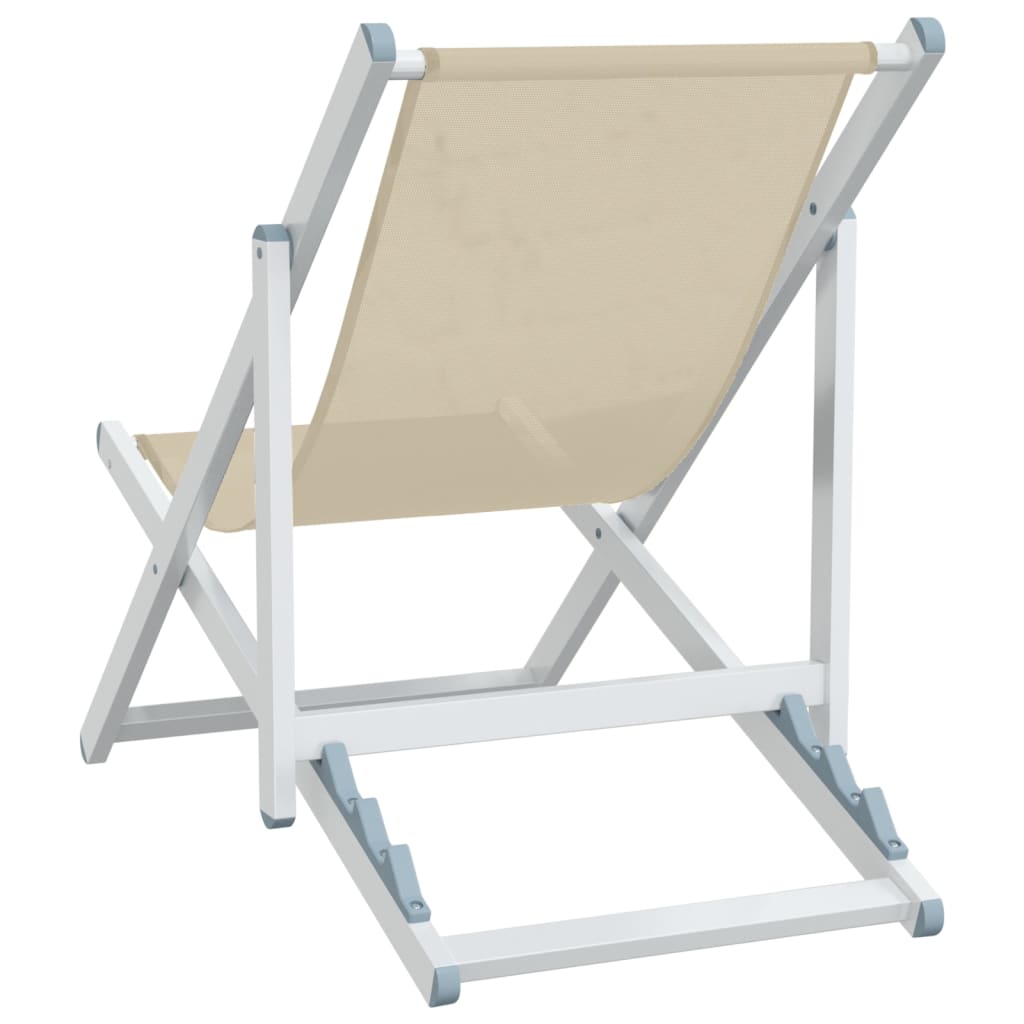 Cadeiras de praia dobráveis 2 pcs alumínio e textilene creme - Image 5