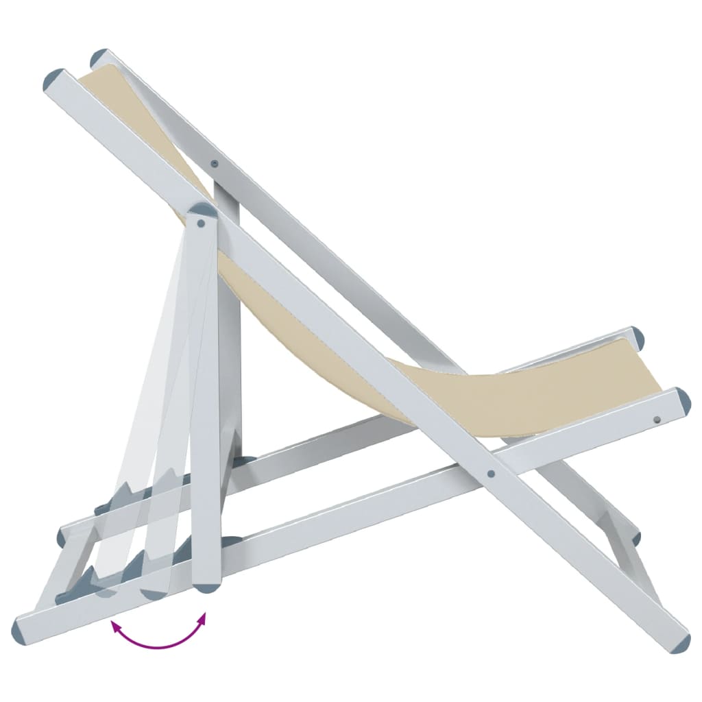 Cadeiras de praia dobráveis 2 pcs alumínio e textilene creme - Image 6