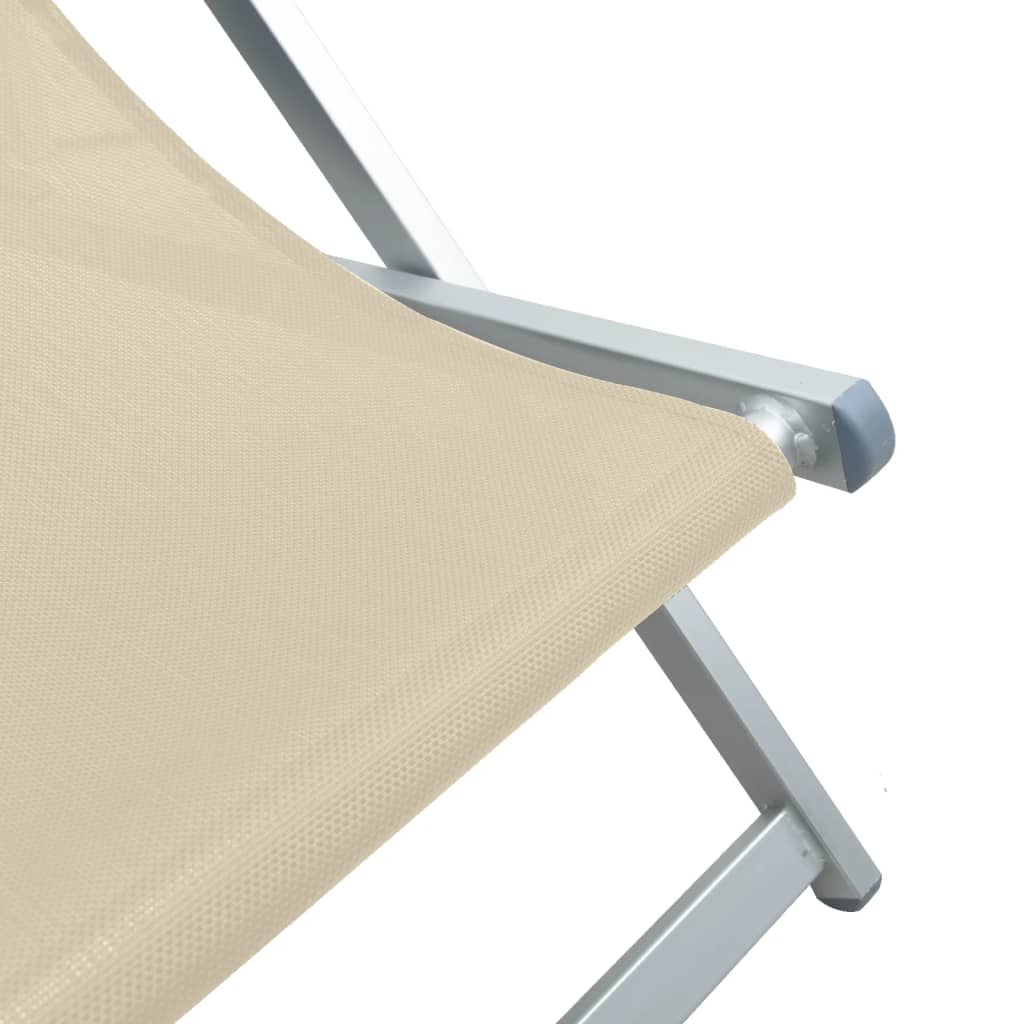 Cadeiras de praia dobráveis 2 pcs alumínio e textilene creme - Image 8