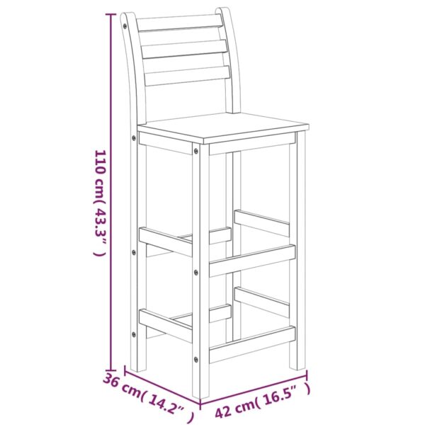 Conjunto de bar para jardim 3 pcs madeira de acácia maciça - Image 10