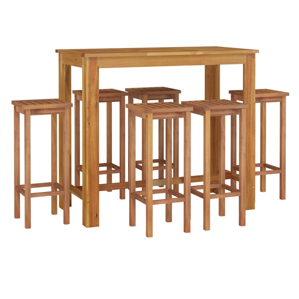 7 pcs Conjunto de bar para jardim madeira de acácia maciça - Image 2