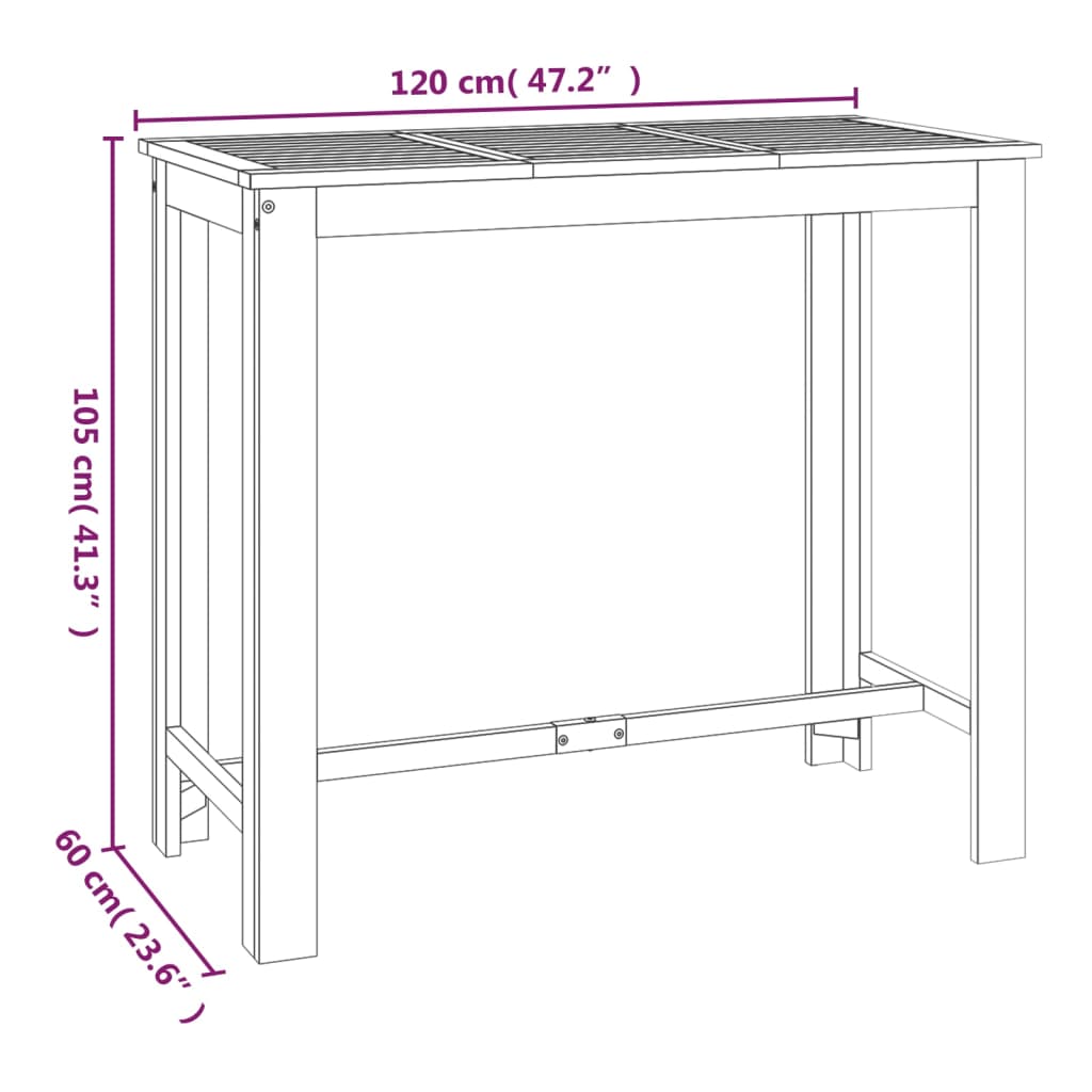 7 pcs Conjunto de bar para jardim madeira de acácia maciça - Image 8