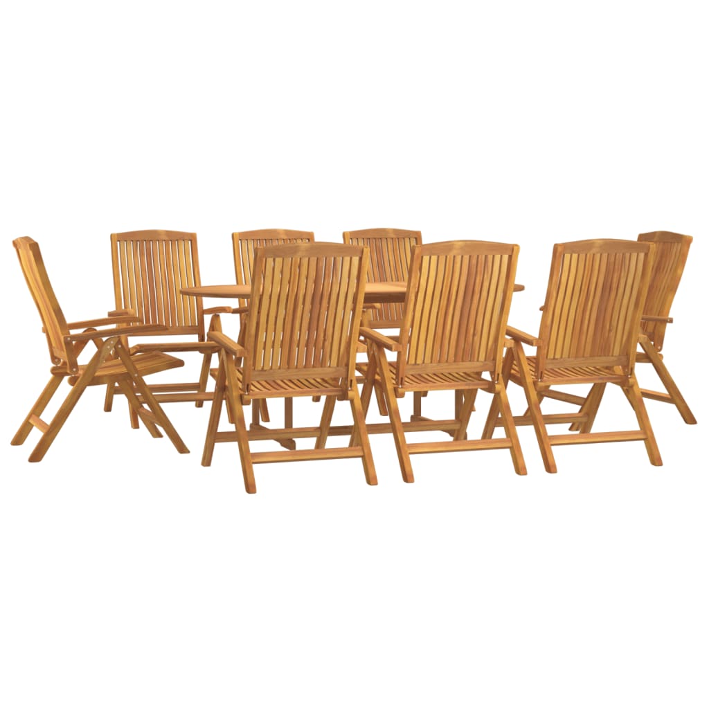 9 pcs conjunto de jantar para jardim madeira de teca maciça - Image 2