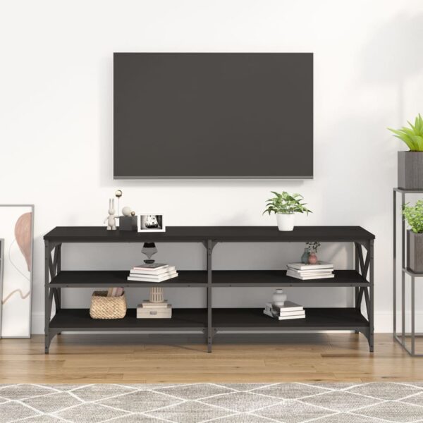 Móvel de TV 140x40x50 cm derivados de madeira preto - Image 2