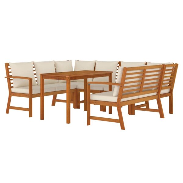 7 pcs conjunto de jantar p/ jardim c/ almofadões acácia maciça - Image 2