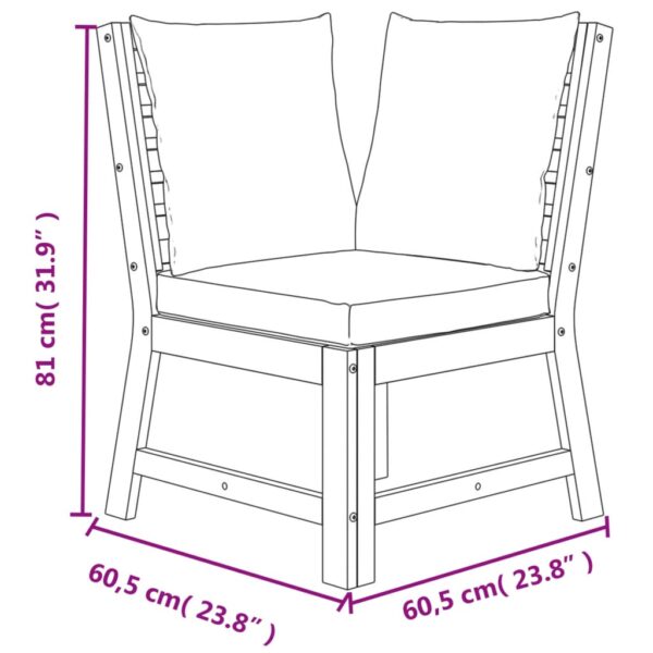 9 pcs conjunto de jantar p/ jardim c/ almofadões acácia maciça - Image 11