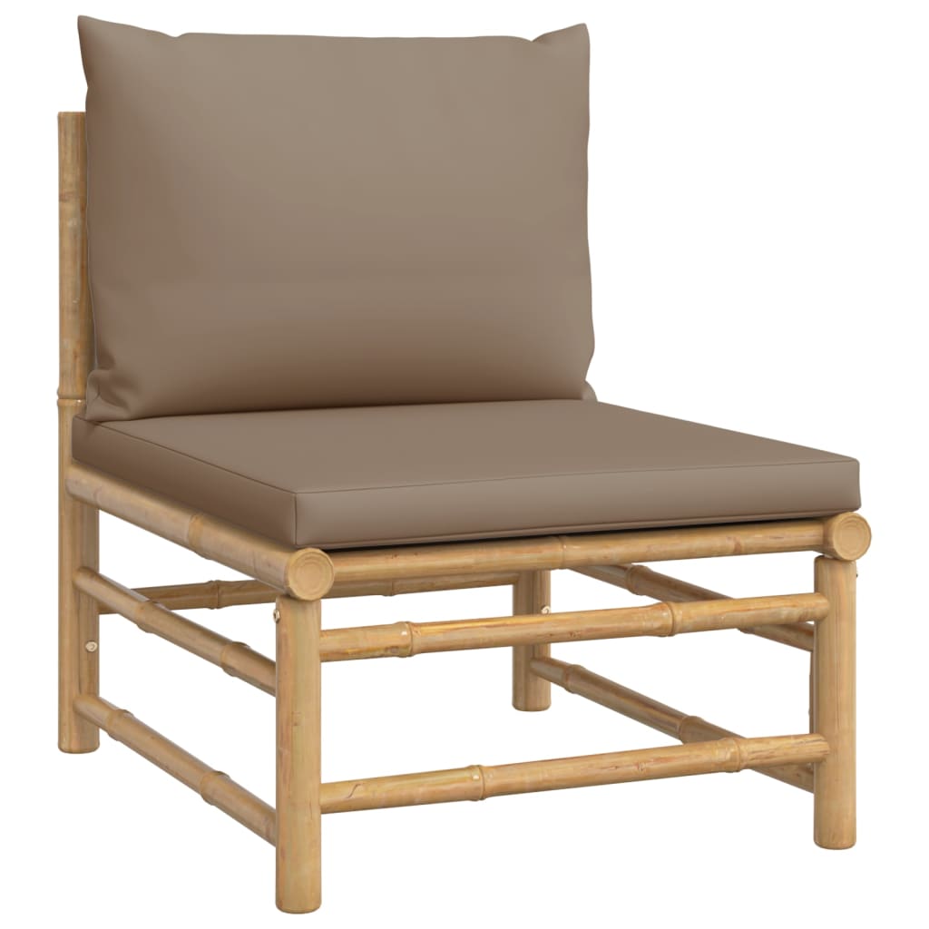 11pcs conj. lounge jardim bambu almofadões cinzento-acastanhado - Image 4