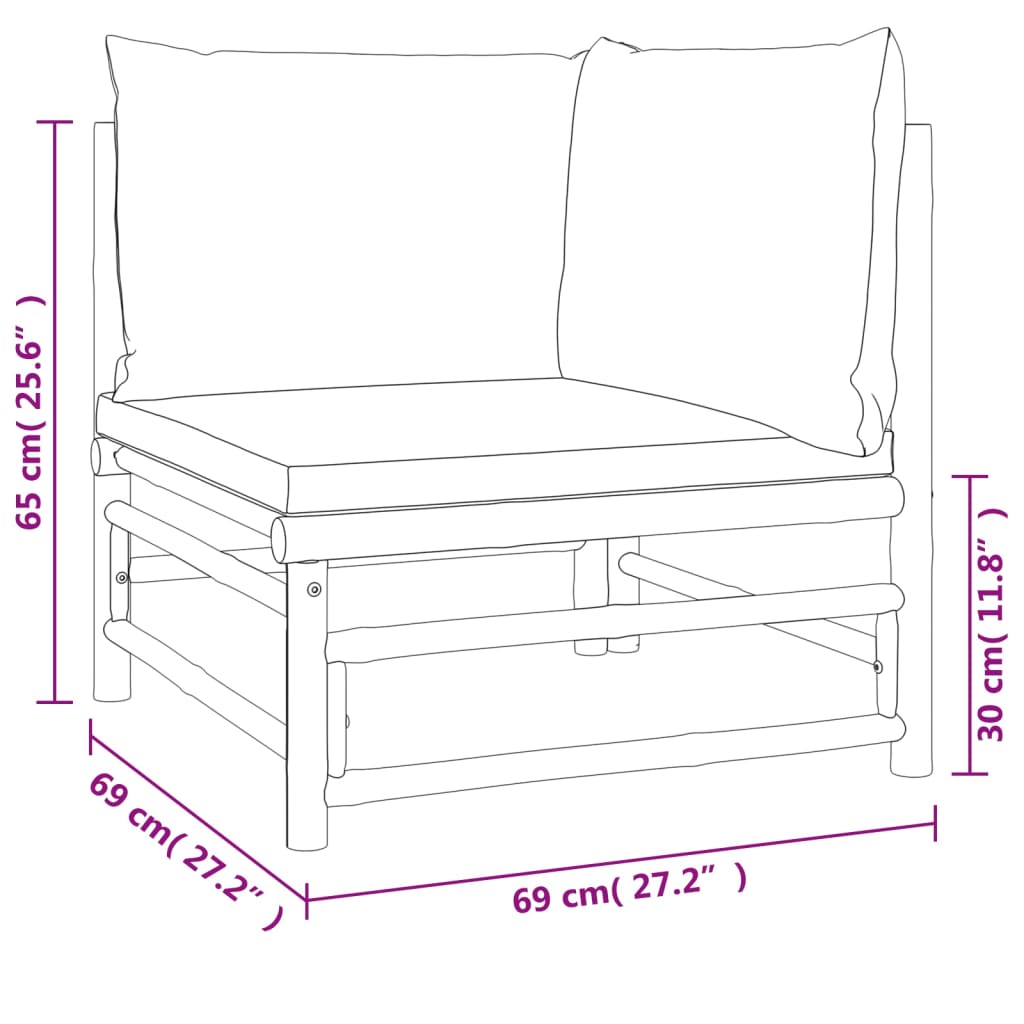 11pcs conj. lounge jardim bambu almofadões cinzento-acastanhado - Image 7